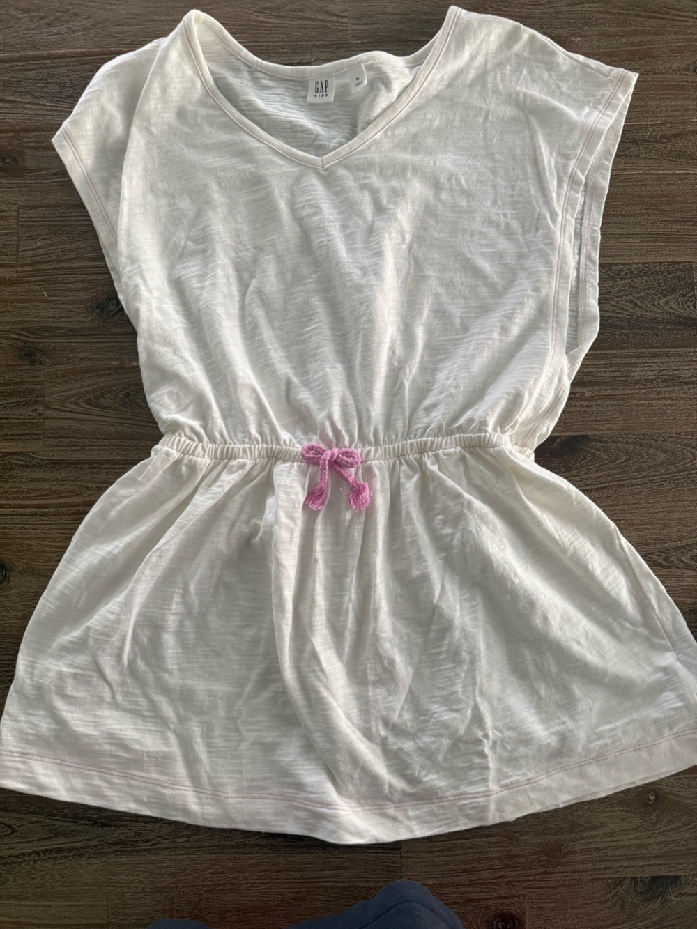 GAP Kids White Tee Bathing Suit Coverup with Subtle Pink Stitching